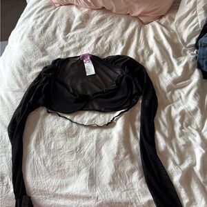 edikted Black Mesh Long Sleeve Bolero Shrug